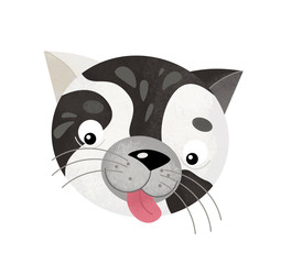 cartoon scene with cat body part on white background - illustration for children