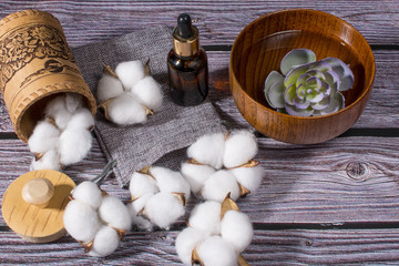 Spa treatments and cotton. Natural ingredients for treatments.