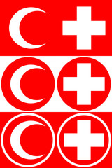 Fototapeta premium Medical cross and medical crescent. A set of options for medical symbols. Vector illustration