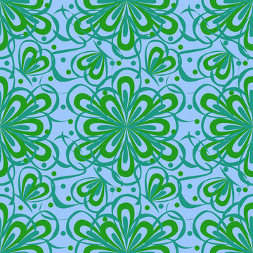 pattern con motivi floreali verdi e azzurri