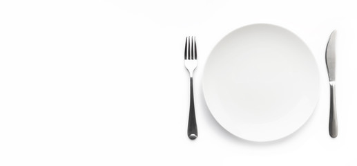 Empty plate with fork and knife - Powered by Adobe