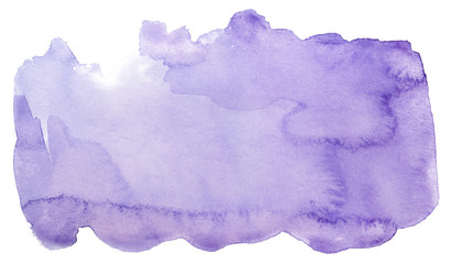 Watercolor stain on white background isolated. Element with paint and watercolor paper texture. Background for design of postcards and print.