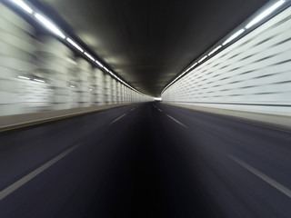 White Tunnel speeding long exposure photo.