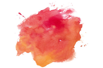 Watercolor stain on white background isolated. Element with paint and watercolor paper texture....
