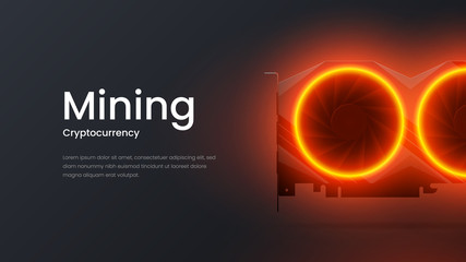 Amazing cryptocurrency mining creative landing page vector illustration template. Premium quality web site part bright presentation banner. Business infographics visualization design layout screen.