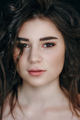 Obraz premium Young Brunette Model Make-up Portrait Backstage