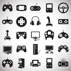 Gaming icons set on white background for graphic and web design. Simple vector sign. Internet concept symbol for website button or mobile app. - 260607354
