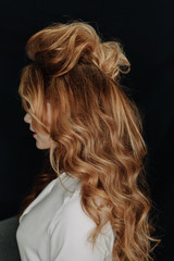 Obraz premium Redhead Curly Fashion Model Profile Face Portrait