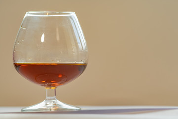 Close up view of glass of brandy