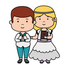 little kids with holy bible first communion character
