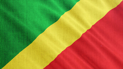 Congo flag is waving 3D illustration. Symbol of Congo an national on fabric cloth 3D rendering in full perspective.