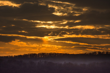 Beautiful Sunset landscape in Bistrita,ROMANIA ,2019
