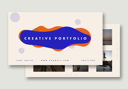 Portfolio Layout with Bright Blue and Orange Accents