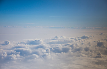 Naklejka premium View from the airplane to the sky . Blue sky with clouds
