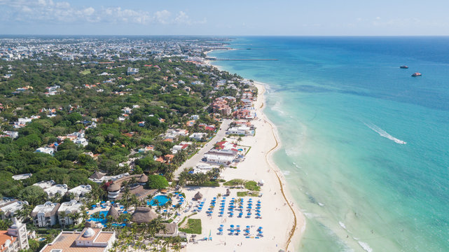 Luxury tropical resort with white sand. Aerial view