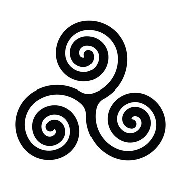 Triskelion or triskele symbol. Triple spiral - celtic sign. Simple flat black vector illustration