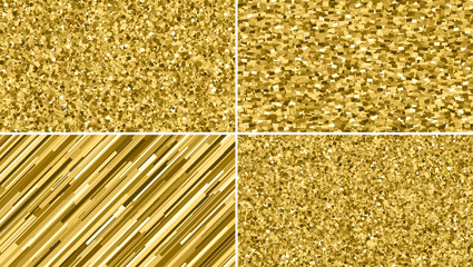 Gold Glitter Texture. Amber Particles Color. Celebratory Background. Golden Explosion Of Confetti. 16:9. Set Vector Illustration, Eps 10.