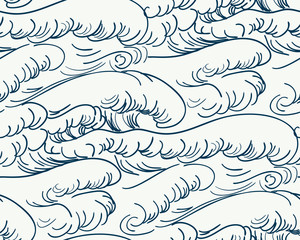 sea pattern japanese traditional oriental style seamless