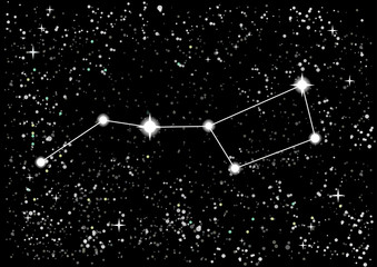 Vector illustration of the constellation Great Bear on black. Big dipper in constellation. Ursa Major. © dore art