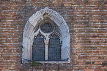 Venice , Italy,architectural details, old window,2019 ,Courtyard of Palazzo Ducale., 