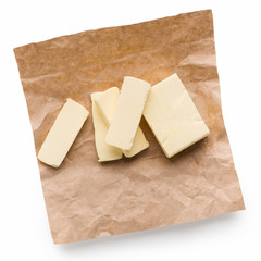 Chopped butter in paper