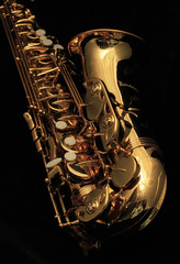 saxophone on black background