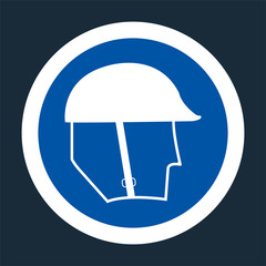 Symbol Wear Head Protection Sign on black background,vector illustration