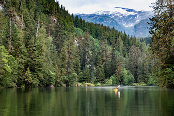 kayaker in mountains