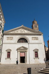 Campanile of Santo Stefano church in Venice. Veneto. Italy,2019