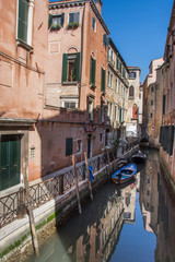 Italy,canal of Venice with boats ,march, 2019