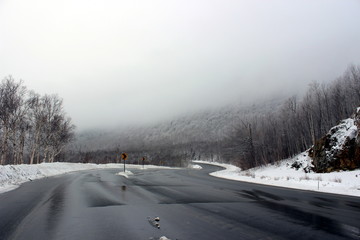 Winter in white mountains near Jackson, New Hampshire