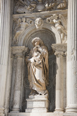 Fototapeta premium facade of Santa Maria del Giglio church (Santa Maria Zobenigo) in Venice, Italy,march,2019,Statue of Marinus Barbaro