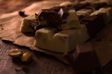 Black and white chocolate bar.