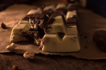 Black and white chocolate bar.