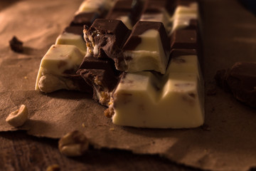 Black and white chocolate bar.