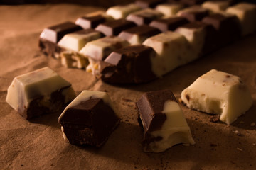 Black and white chocolate bar.
