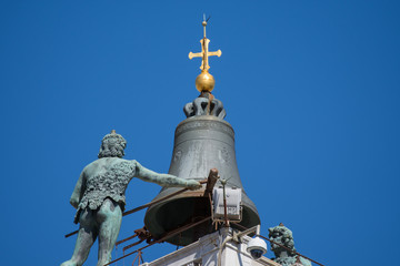 Fototapeta na wymiar St Mark's Clock tower on Piazza San Marco, facade, Venice, Italy.2019