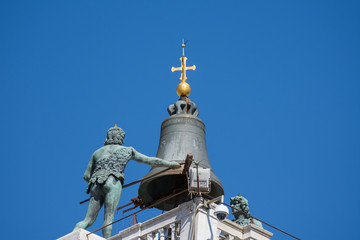 Fototapeta na wymiar St Mark's Clock tower on Piazza San Marco, facade, Venice, Italy.2019