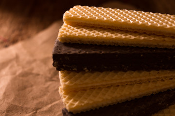 Cookies wafer with vanilla and chocolate.