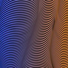 Fototapeta na wymiar Abstract acid color wavy background, optical art, opart striped. Neon gradient