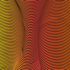 Abstract acid color wavy background, optical art, opart striped. Neon gradient