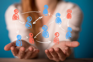  social network connection for online business background concept