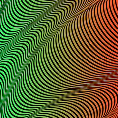 Abstract acid color wavy background, optical art, opart striped. Neon gradient