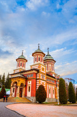 Fototapeta na wymiar Sinaia Monastery on Prahova Valley, Sinaia, Carpathian Mountains, Romania.