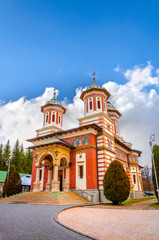 Fototapeta na wymiar Sinaia Monastery on Prahova Valley, Sinaia, Carpathian Mountains, Romania.