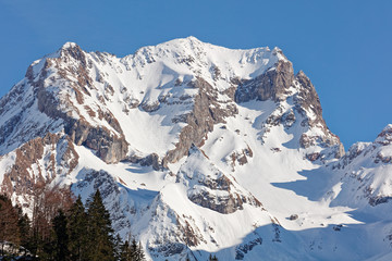 Fototapeta na wymiar View of snowy Rote Wand with ski tracks