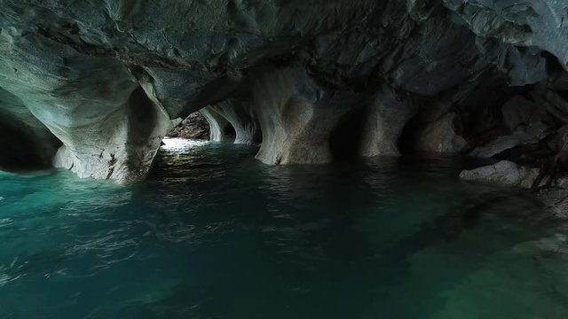  Interior cave of marble cathedrals of Chile