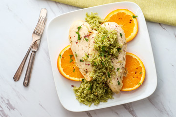 Orange Chicken Green Rice