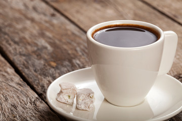 coffee cup over wooden table