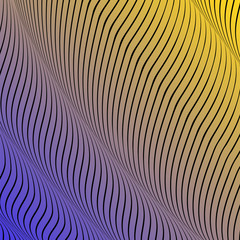 Abstract acid color wavy background, optical art, opart striped. Neon gradient